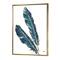 Designart - Gold Indigo Feathers III - Modern Bohemian Canvas in Gold Frame
